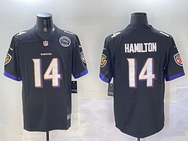 Men Baltimore Ravens 14 Hamilton Black Second generation 2024 Nike Limited NFL Jersey style 2